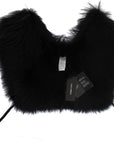 Dolce & Gabbana Elegant Black Fox Fur Silk Shoulder Wrap