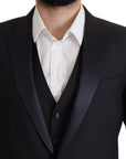 Dolce & Gabbana Elegant Black Three-Piece Wool Blend Suit