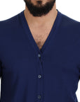 Dolce & Gabbana Elegant Virgin Wool Blue Cardigan Sweater