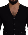 Dolce & Gabbana Elegant Wool Buttoned Black Cardigan