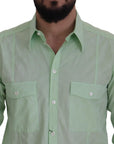 Dolce & Gabbana Mint Green Slim Fit Casual Button-Down Shirt