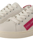 Dolce & Gabbana Elegant White Leather Low-Top Sneakers