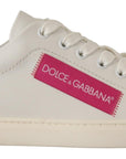 Dolce & Gabbana Elegant White Leather Low-Top Sneakers