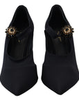 Dolce & Gabbana Chic Black Mary Jane Sock Pumps with Crystals