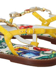 Dolce & Gabbana Majolica Crystal Embellished Leather Sandals