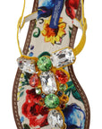 Dolce & Gabbana Majolica Crystal Embellished Leather Sandals