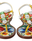 Dolce & Gabbana Majolica Crystal Embellished Leather Sandals