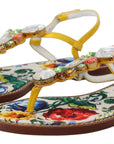 Dolce & Gabbana Majolica Crystal Embellished Leather Sandals