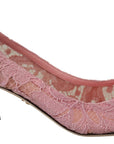 Dolce & Gabbana Pastel Pink Lace Crystal Embellished Pumps