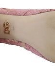 Dolce & Gabbana Pastel Pink Lace Crystal Embellished Pumps