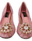 Dolce & Gabbana Pastel Pink Lace Crystal Embellished Pumps