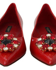 Dolce & Gabbana Red Suede Crystal Loafers - Exquisite Elegance