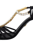 Dolce & Gabbana Elegant Silk Blend Crystal T-Strap Heels