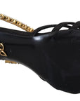 Dolce & Gabbana Elegant Silk Blend Crystal T-Strap Heels
