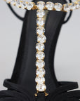 Dolce & Gabbana Elegant Silk Blend Crystal T-Strap Heels