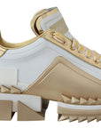 Dolce & Gabbana Elegant White and Gold Leather Sneakers