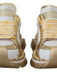 Dolce & Gabbana Elegant White and Gold Leather Sneakers