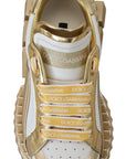 Dolce & Gabbana Elegant White and Gold Leather Sneakers