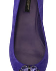 Dolce & Gabbana Embellished Crystal Purple Suede Flats