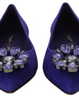 Dolce & Gabbana Embellished Crystal Purple Suede Flats