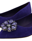 Dolce & Gabbana Embellished Crystal Purple Suede Flats