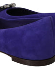 Dolce & Gabbana Embellished Crystal Purple Suede Flats