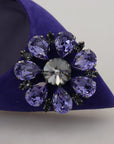 Dolce & Gabbana Embellished Crystal Purple Suede Flats