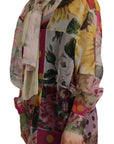 Dolce & Gabbana Multicolor Silk Ascot Collar Blouse