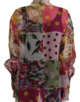 Dolce & Gabbana Multicolor Silk Ascot Collar Blouse