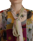 Dolce & Gabbana Multicolor Silk Ascot Collar Blouse