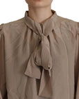 Dolce & Gabbana Elegant Silk Ascot Collar Blouse