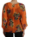 Dolce & Gabbana Elegant Floral Silk Blouse with Back Zipper