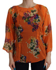 Dolce & Gabbana Elegant Floral Silk Blouse with Back Zipper