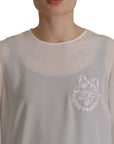 Dolce & Gabbana Elegant Silk Top with Logo Embroidery