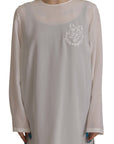 Dolce & Gabbana Elegant Silk Top with Logo Embroidery