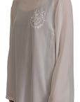 Dolce & Gabbana Elegant Silk Top with Logo Embroidery