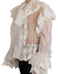 Dolce & Gabbana Elegant White Lace Silk-Cotton Top