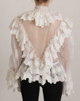 Dolce & Gabbana Elegant White Lace Silk-Cotton Top