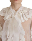 Dolce & Gabbana Elegant White Lace Silk-Cotton Top