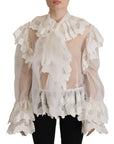 Dolce & Gabbana Elegant White Lace Silk-Cotton Top
