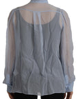 Dolce & Gabbana Elegant Silk Ascot Collar Blouse in Light Blue