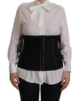 Dolce & Gabbana Elegant Black Corset Waist Strap Top
