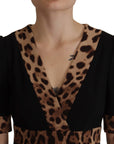 Dolce & Gabbana Elegant Black V-Neck A-Line Dress