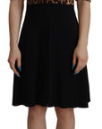 Dolce & Gabbana Elegant Black V-Neck A-Line Dress