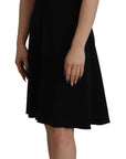 Dolce & Gabbana Elegant Black V-Neck A-Line Dress