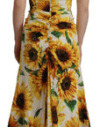Dolce & Gabbana Elegant White Floral Print Midi Dress