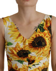 Dolce & Gabbana Elegant White Floral Print Midi Dress