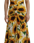 Dolce & Gabbana Elegant White Floral Print Midi Dress