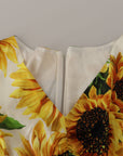 Dolce & Gabbana Elegant White Floral Print Midi Dress