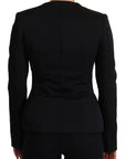 Dolce & Gabbana Sleek Black Snap Jacket with Silk Lining